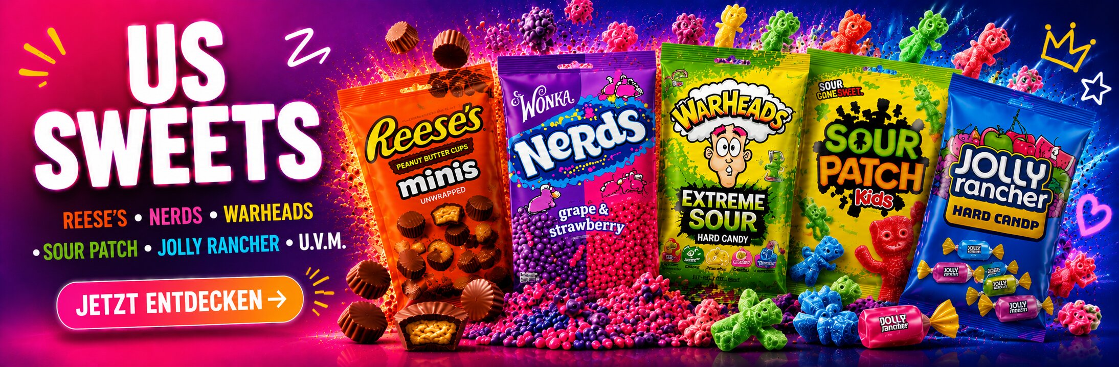 US Sweets kaufen – Reese's, Nerds, Warheads, Sour...